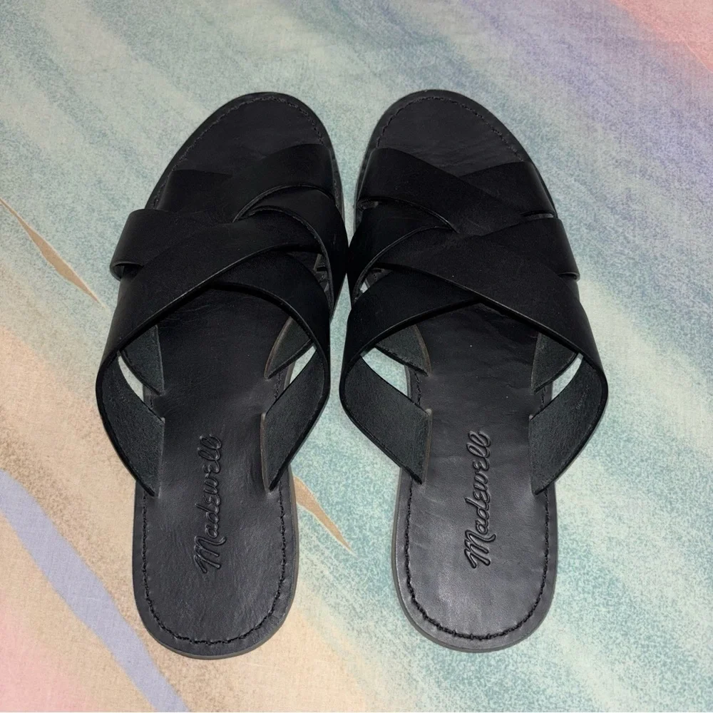 Madewell the Broadwalk Woven Slide black size 6